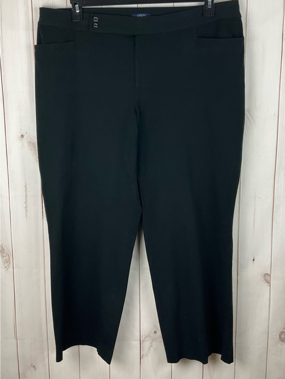Chaps Woman Black Flat Front Stretch Cotton Blend Dress Pants Plus Size 22W